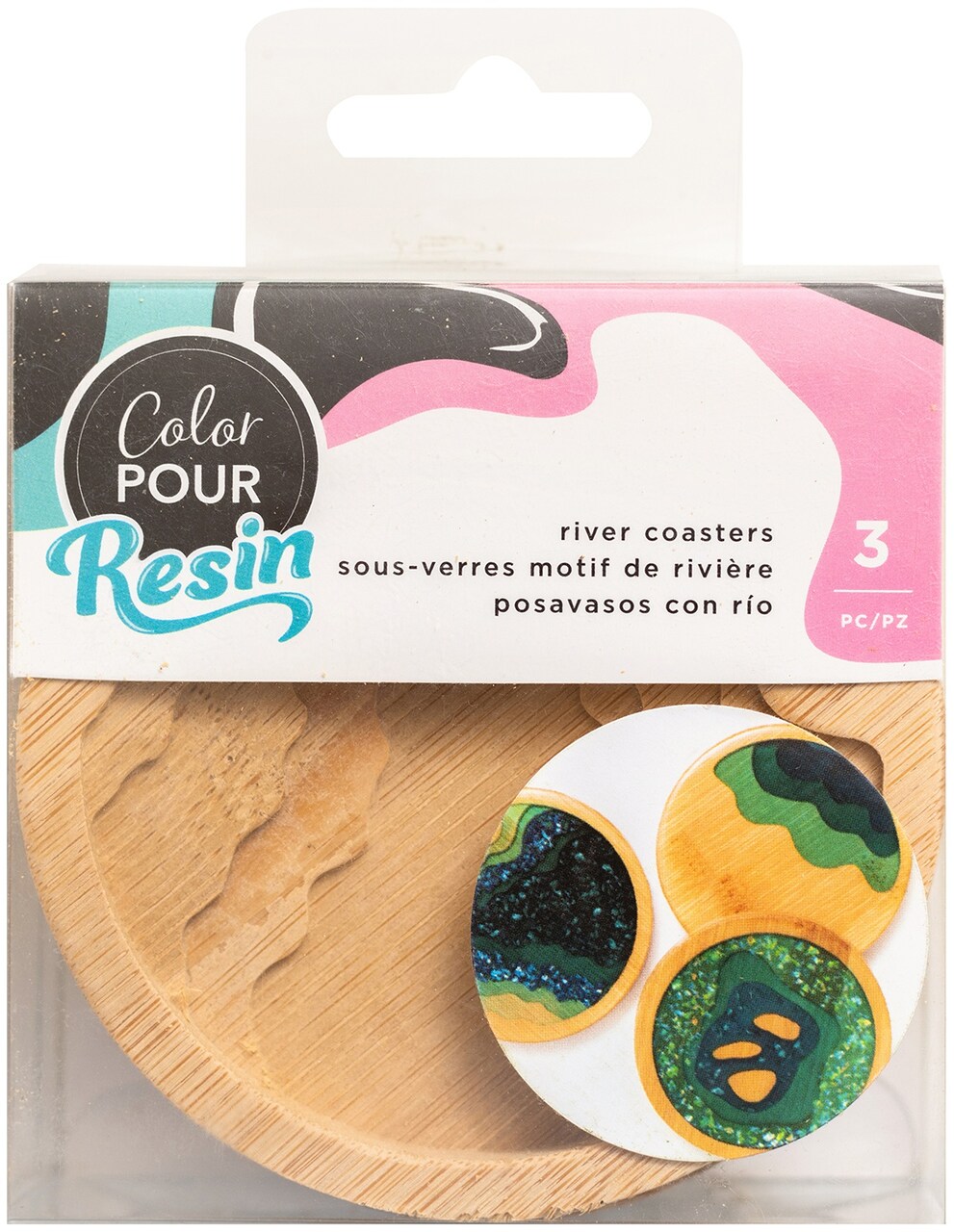 American Crafts Color Pour Resin Coasters 3/Pkg-Layered River